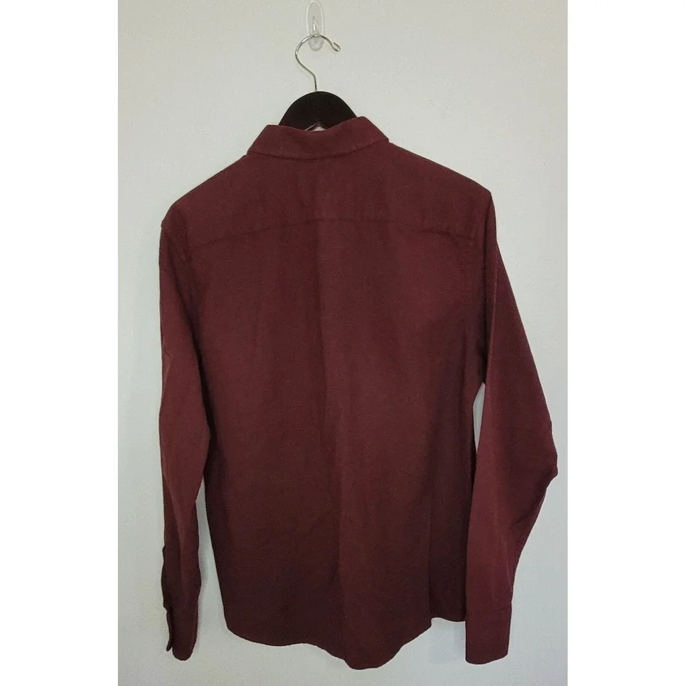 Untuckit Shirt Mens Large Slim Fit Maroon Sherwood Flannel Long Sleeve Button Up - Picture 2 of 8